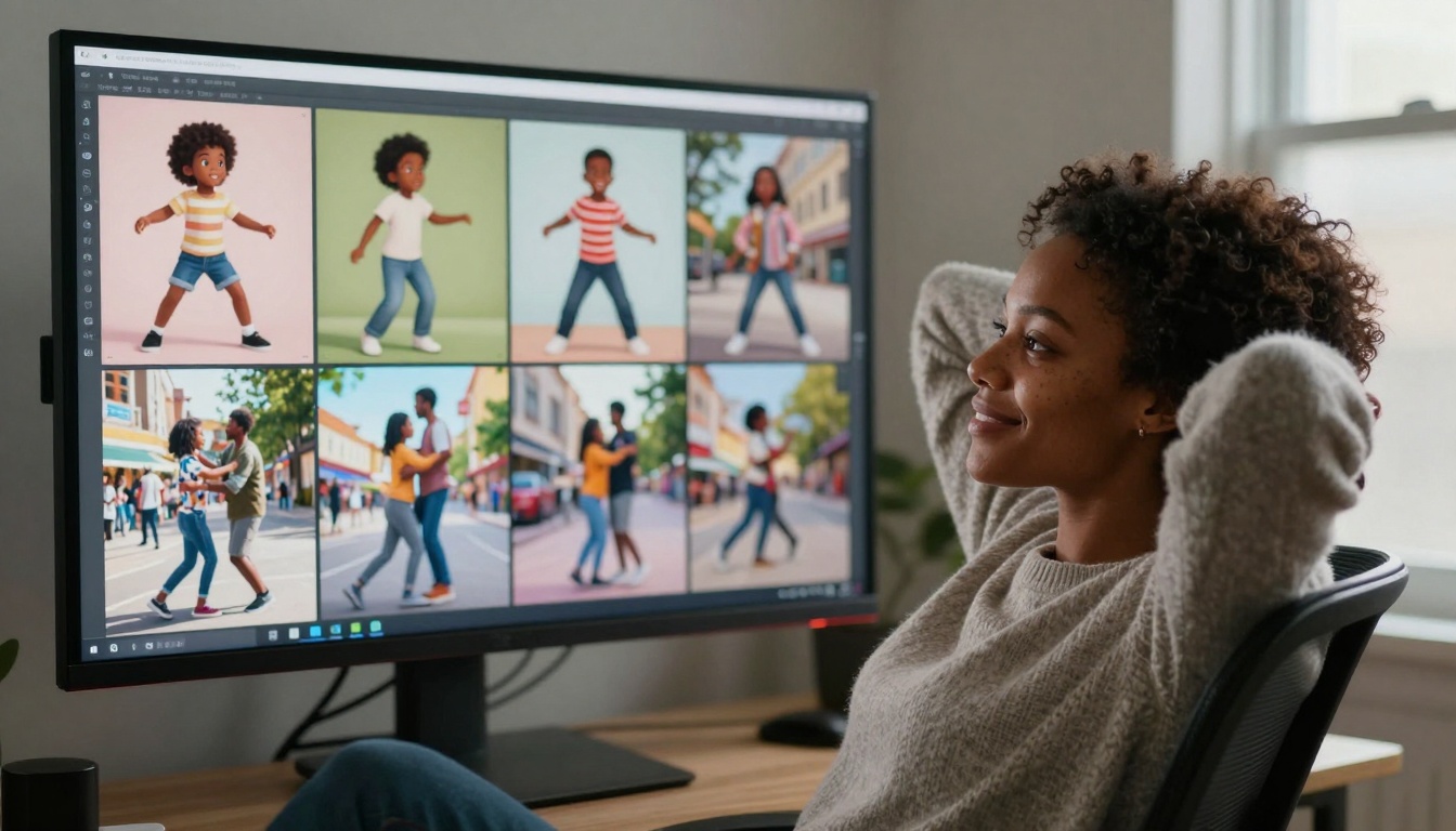 Satisfied photographer reviewing results
