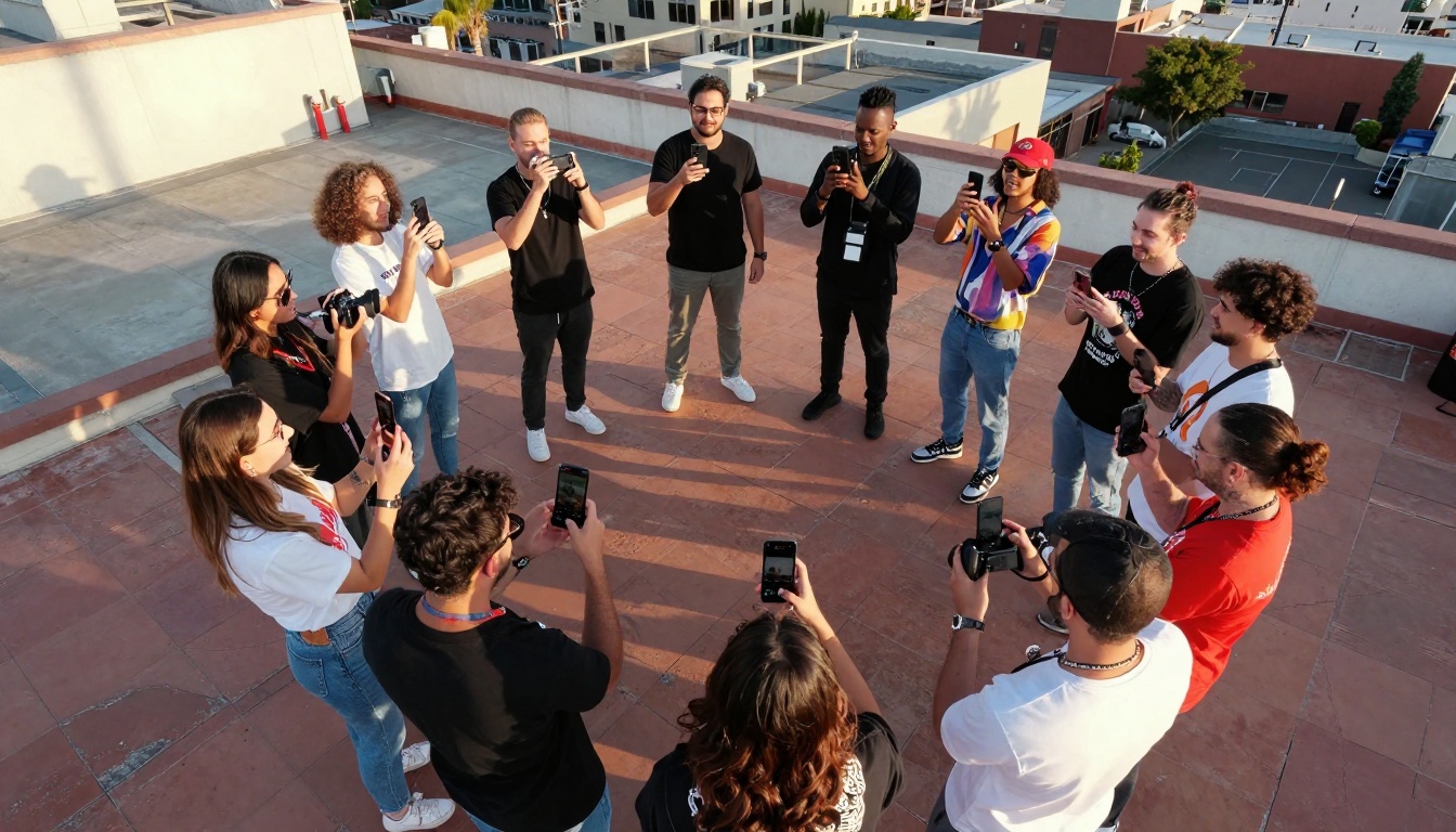 Social Media Influencer Content Creation Aerial View