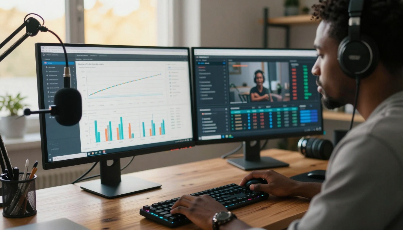 Content Creator Analyzing Video Metrics