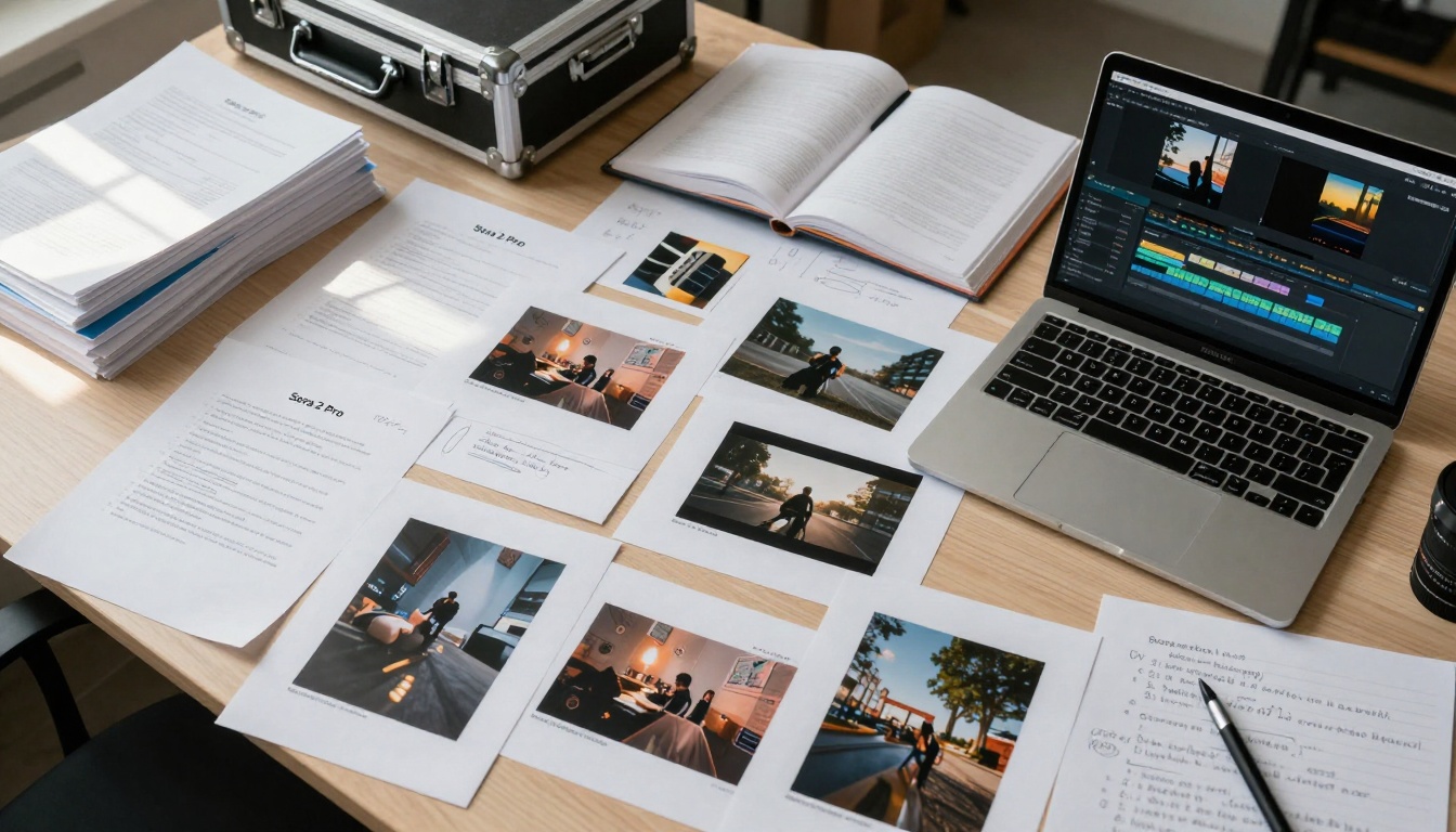 Creative Workspace with Sora Production Materials