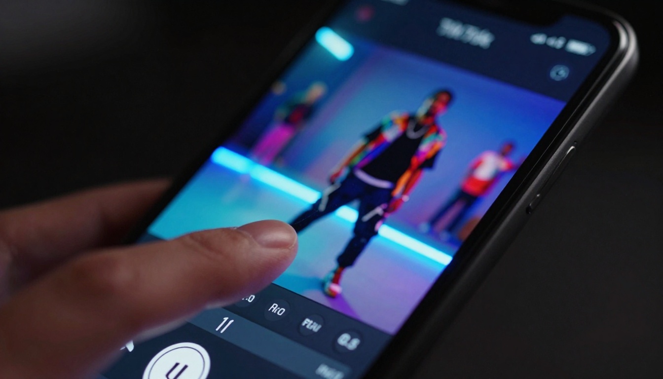 Smartphone screen editing TikTok video