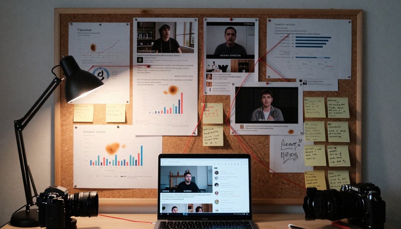 Creative workspace with inspiration board