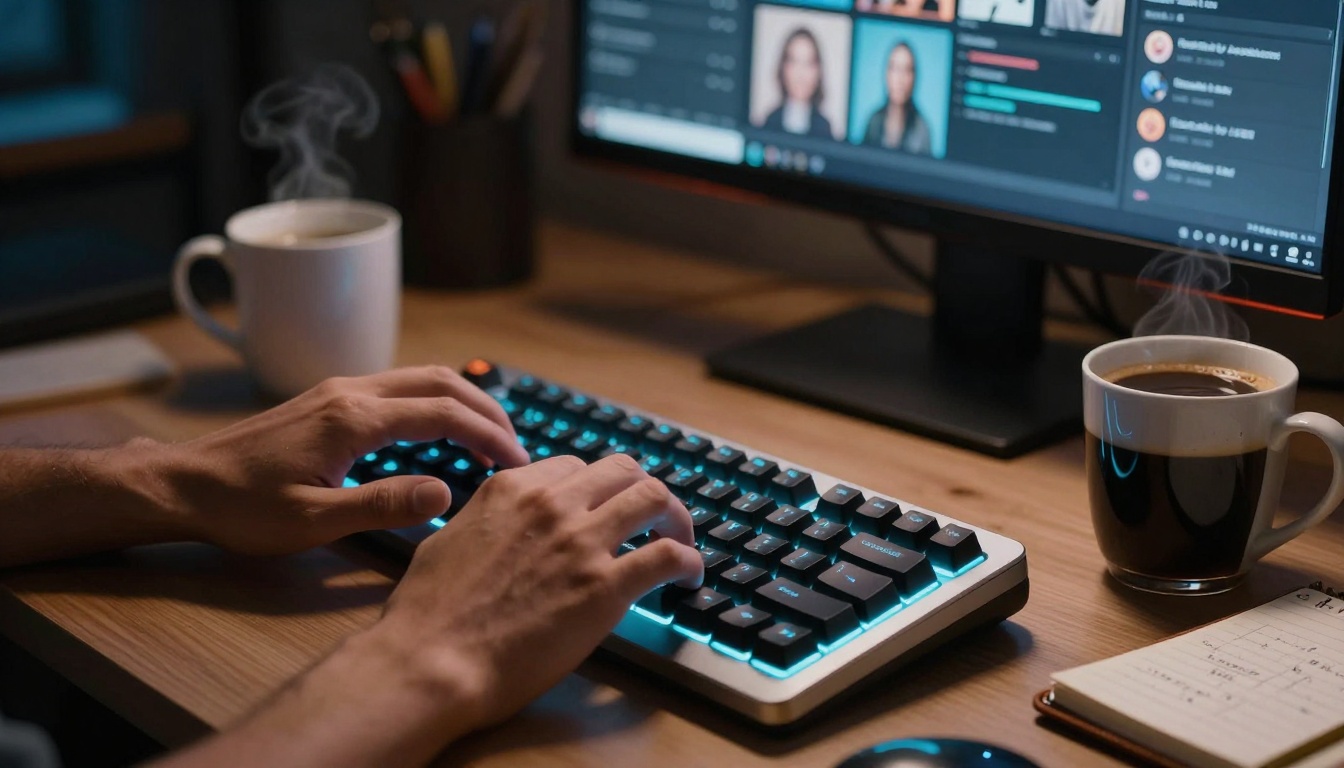 Creator typing AI prompts