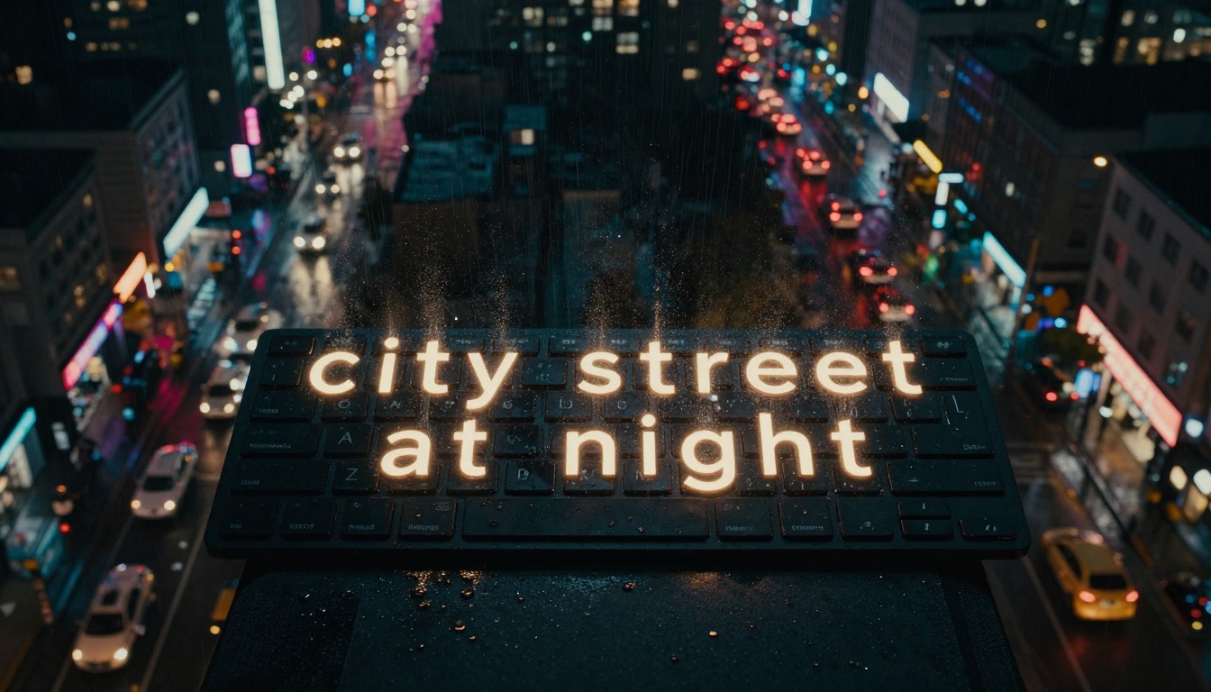 Simple text transforming into complex scene Simple text transforming into complex scene