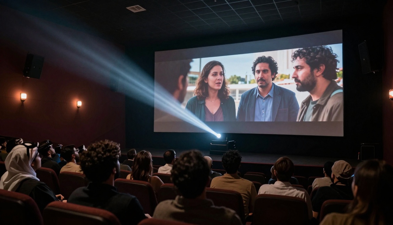 Film festival audience watching AI-generated film