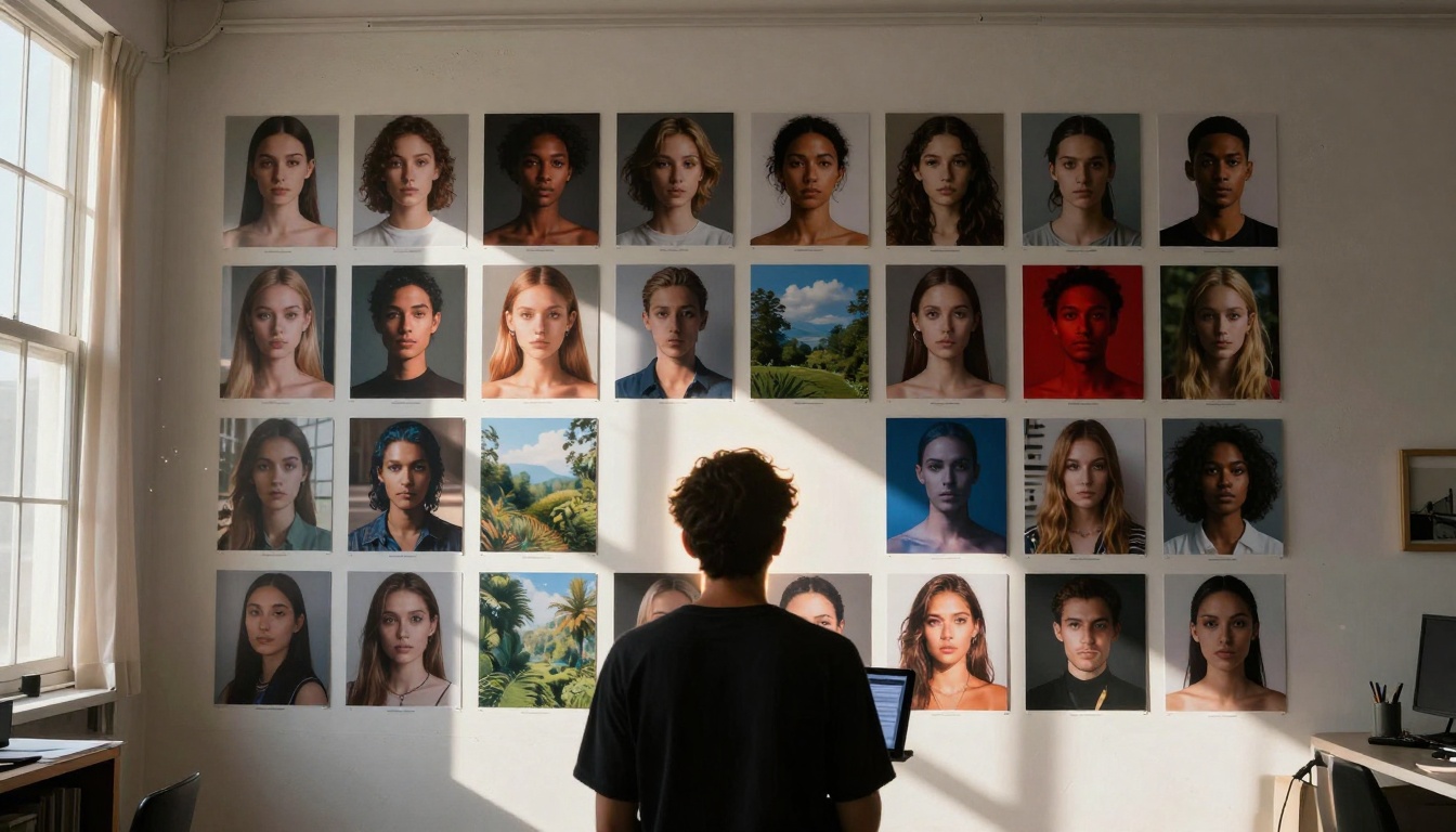 Gallery wall of outputs