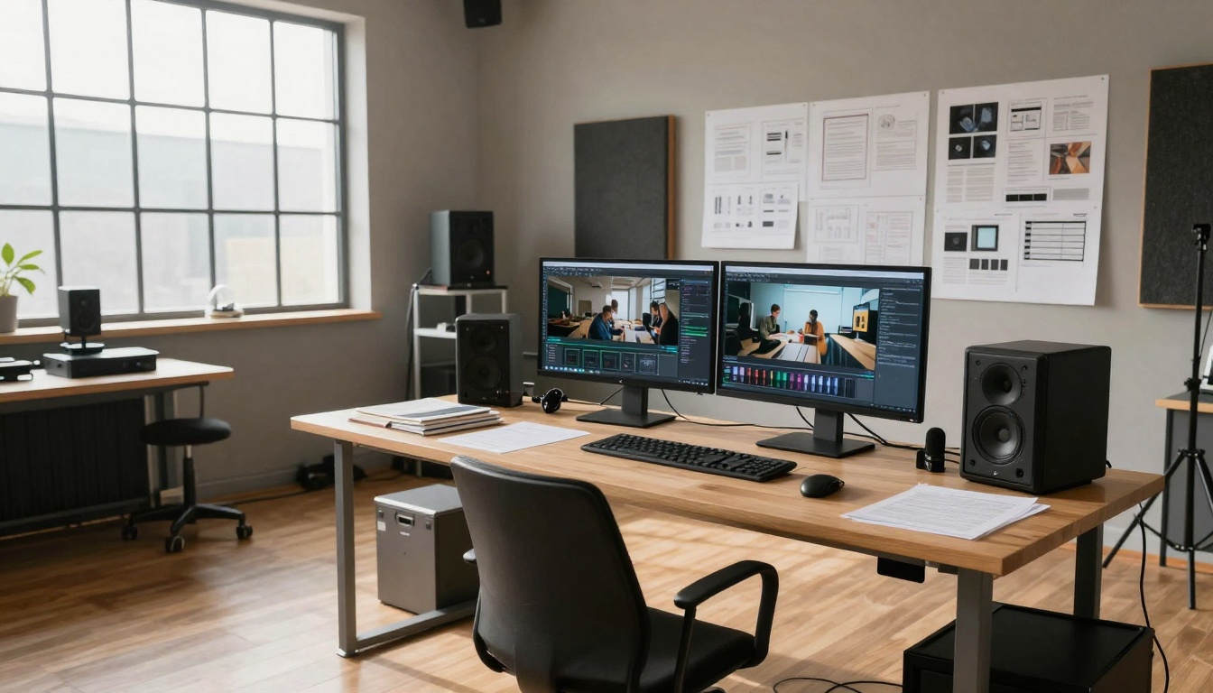 AI Video Production Studio Establishing Shot