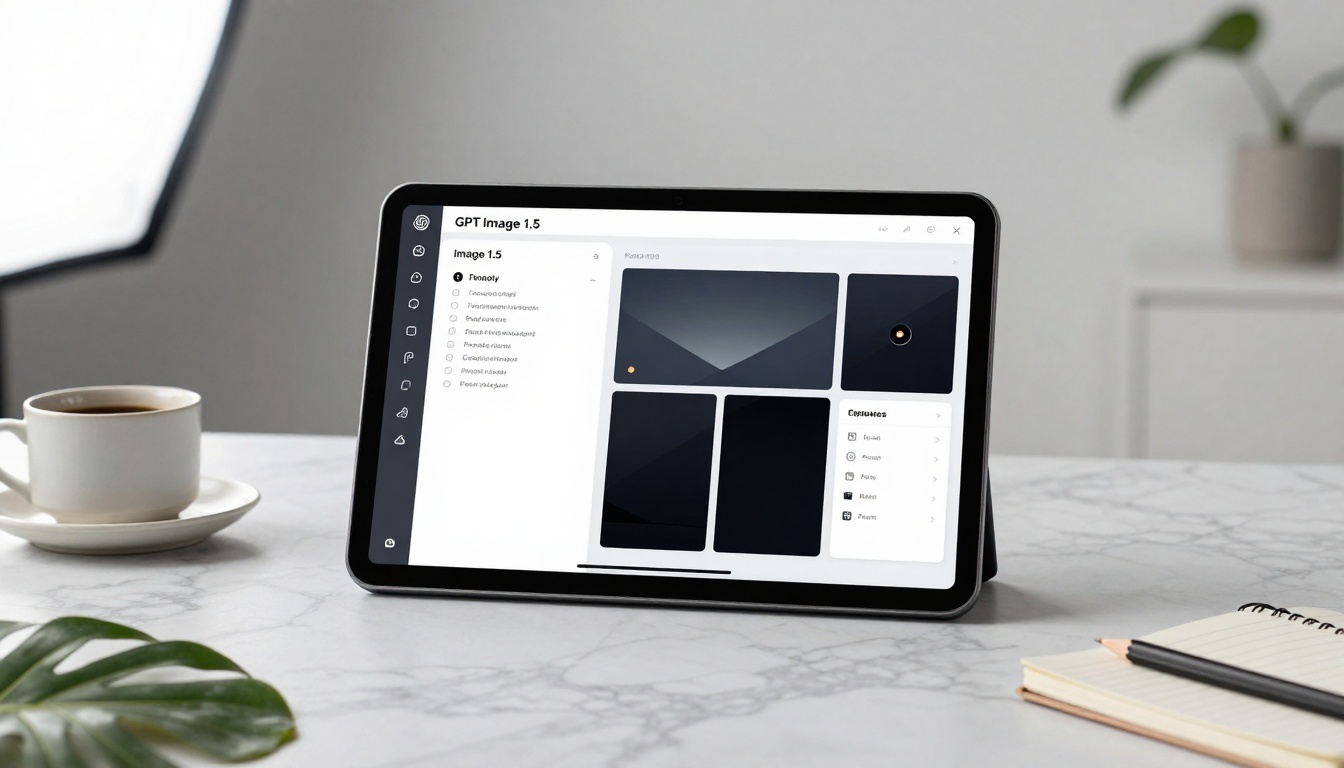 Minimalist workspace with AI interface focus