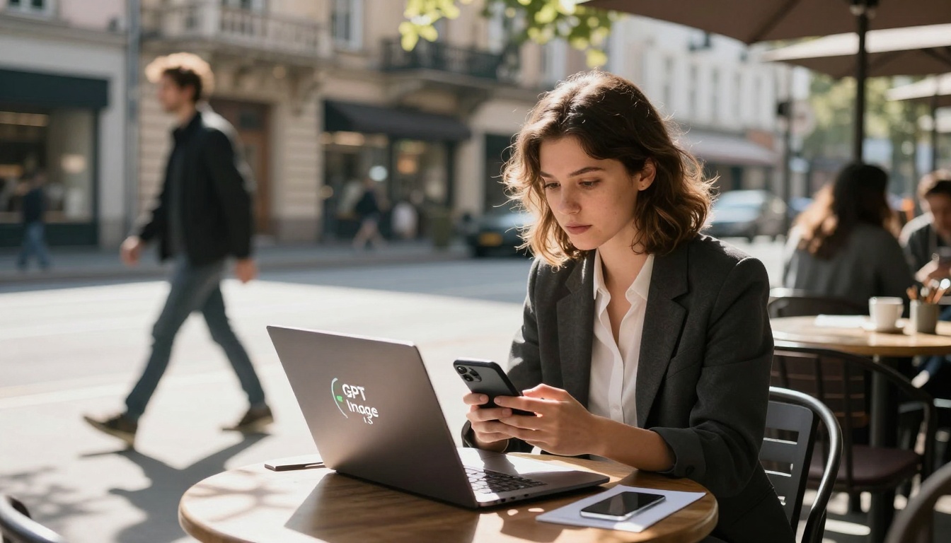 Urban entrepreneur creating content with AI