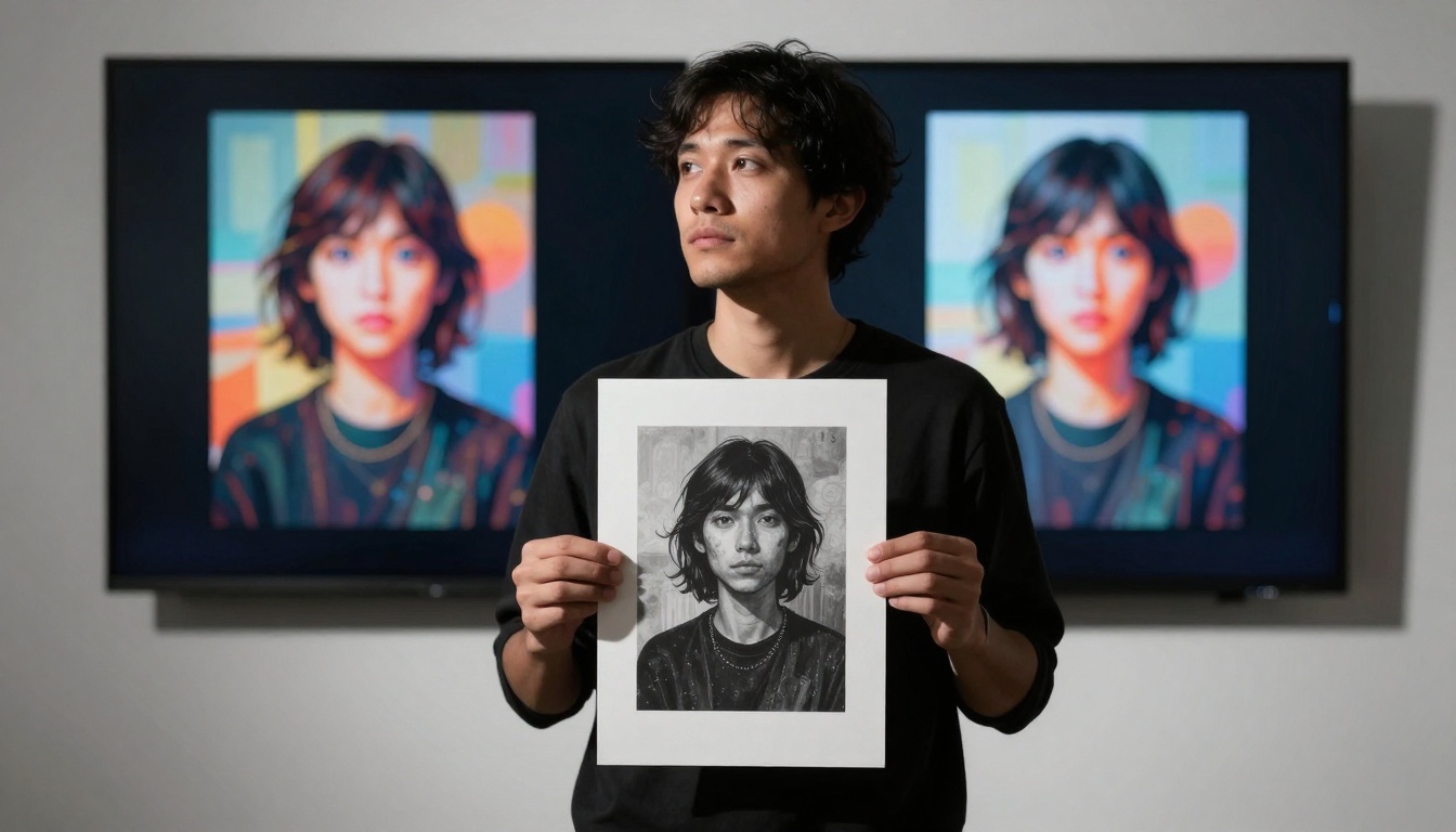 Physical and digital art comparison