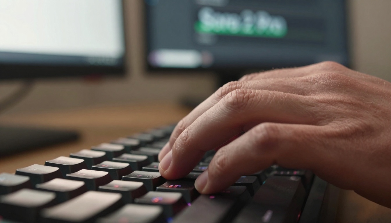 Detailed hands typing video prompts