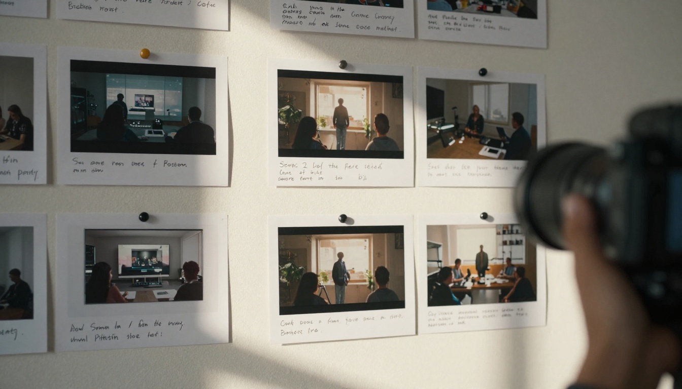Storyboard wall with generated frames