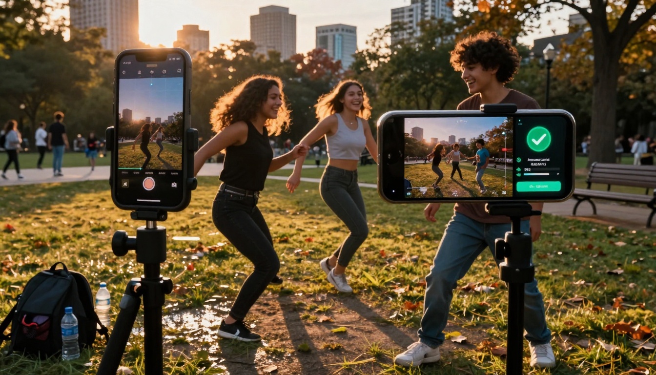 Outdoor TikTok filming with AI