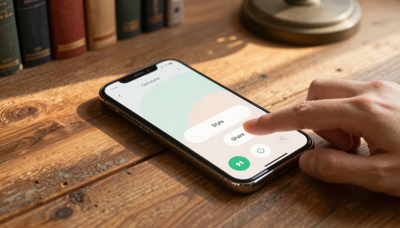 Close-up aerial shot of simple AI app interface