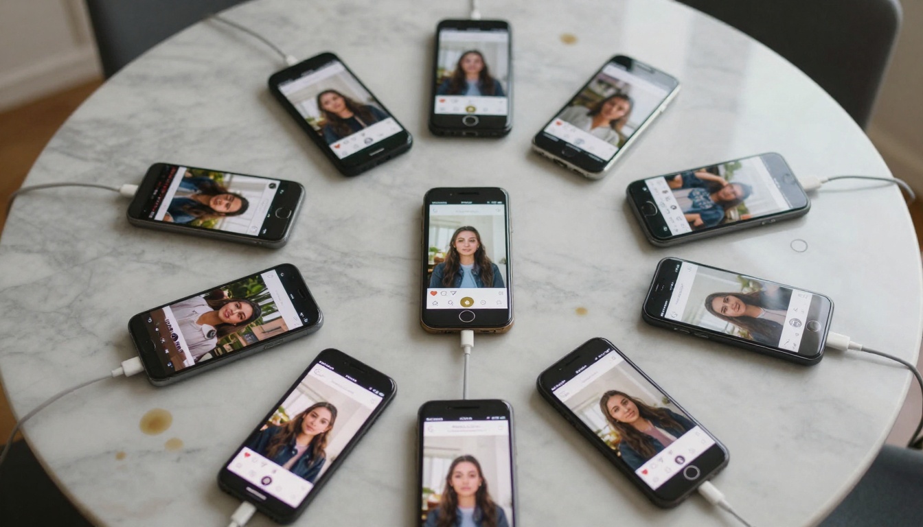 Multiple phones showing different AI apps