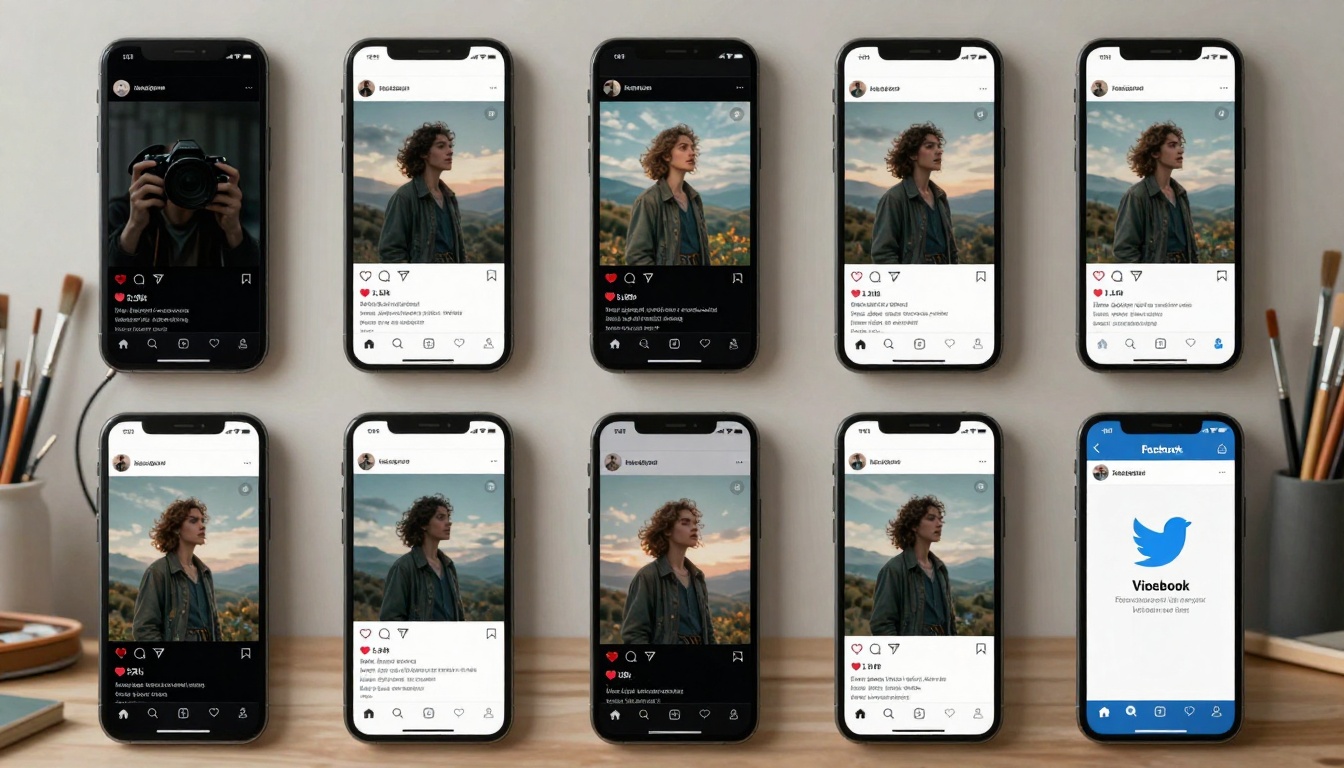 Social media montage showing viral spread