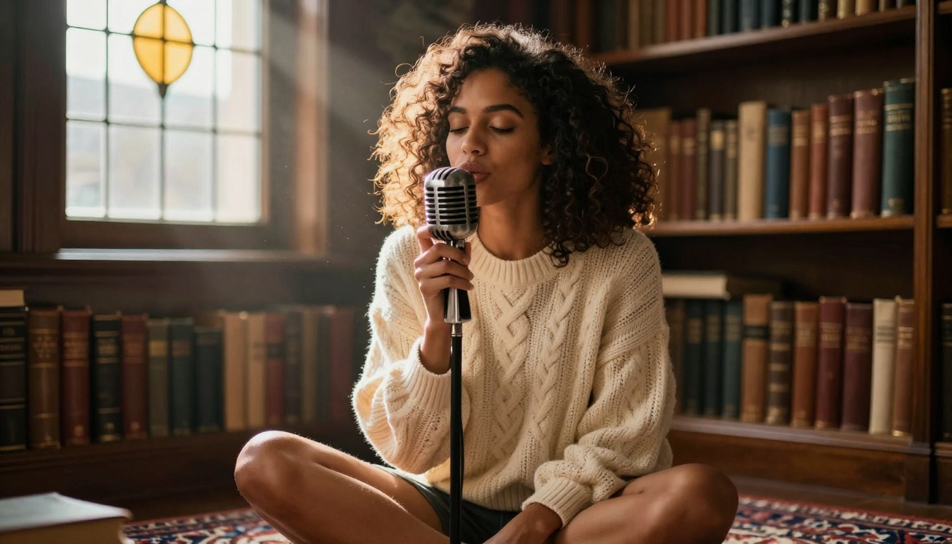 Cozy library recording session