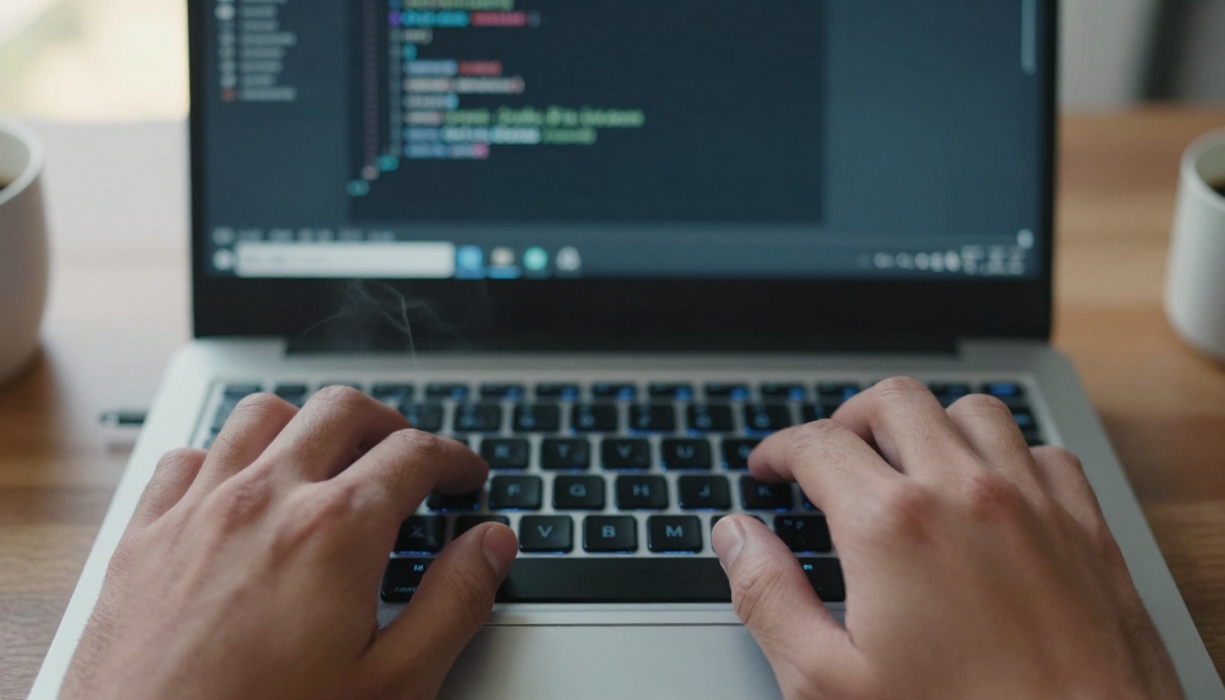 Developer hands typing code