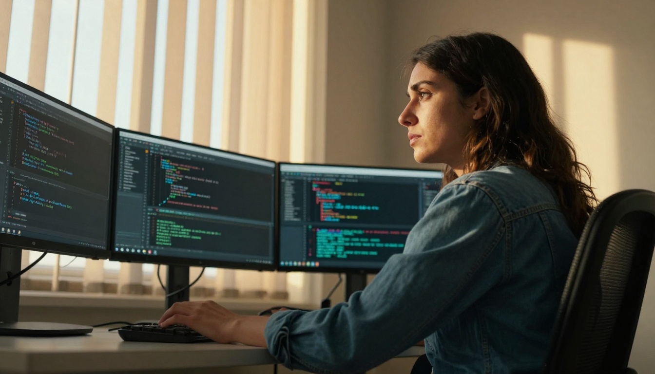 Programmer at standing desk