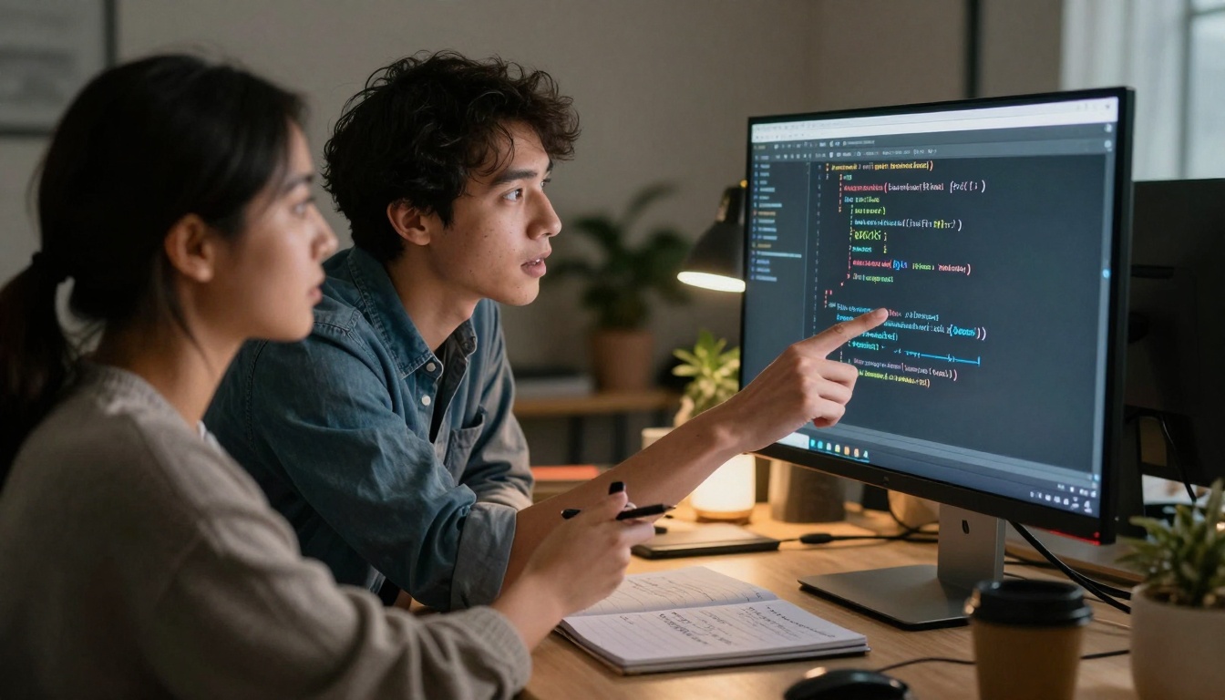 Developers collaborating on code