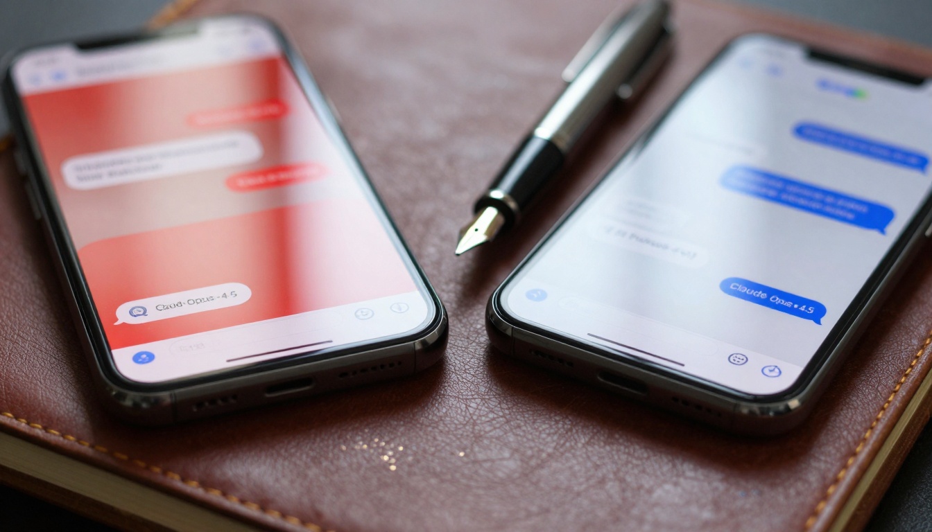 Low-angle macro shot of smartphone interfaces
