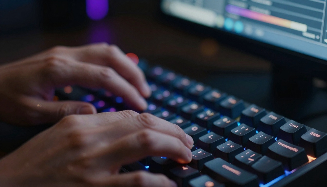 Close-up of prompt typing process