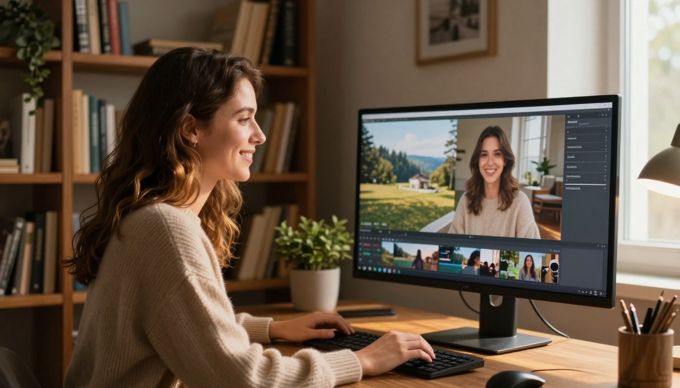 Creator smiling with successfully reframed video