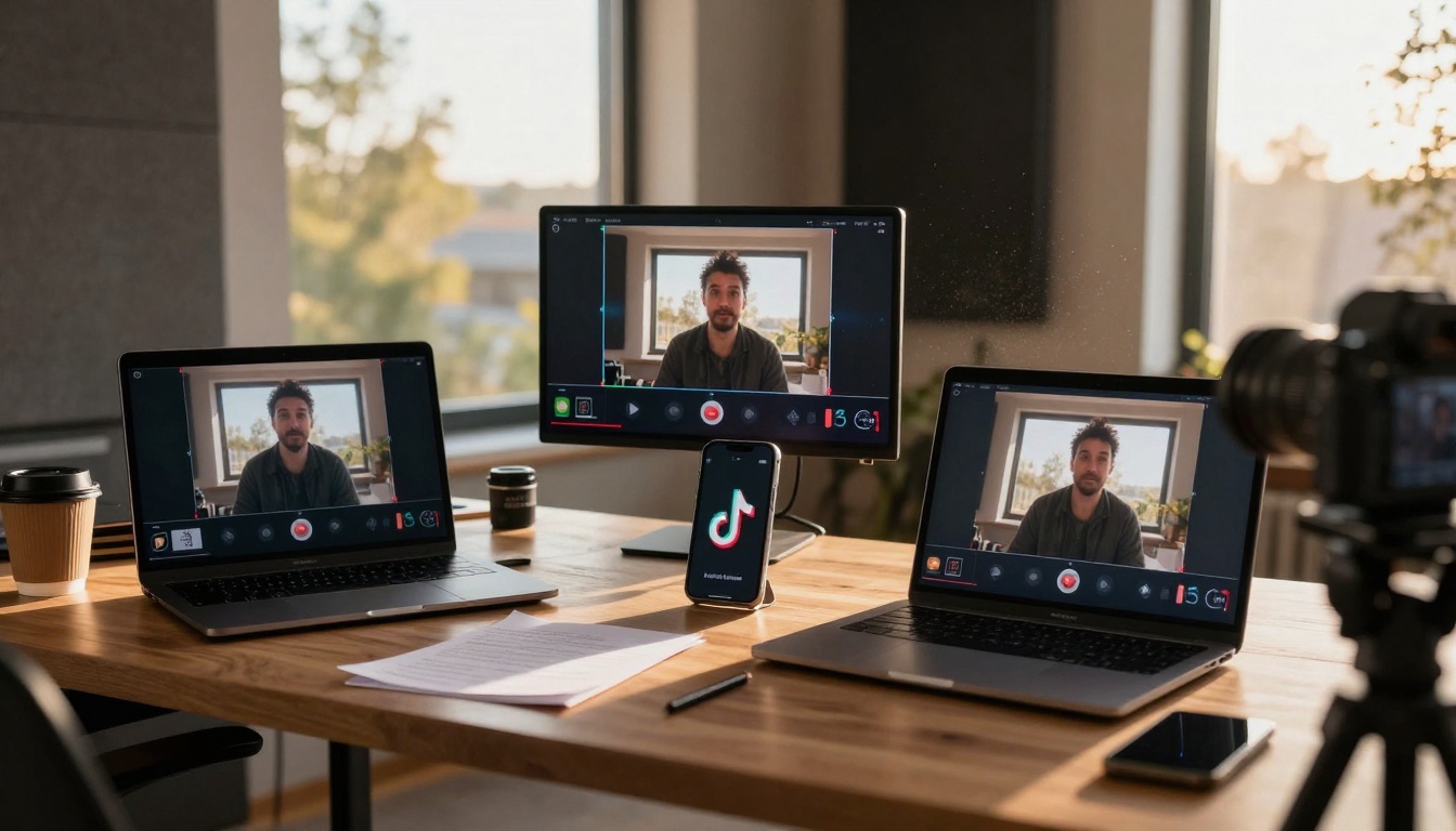 Multi-platform video setup showing different aspect ratios