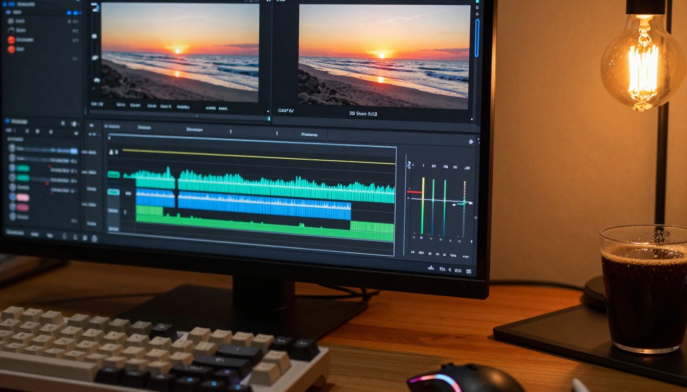 Close-up of video editing interface