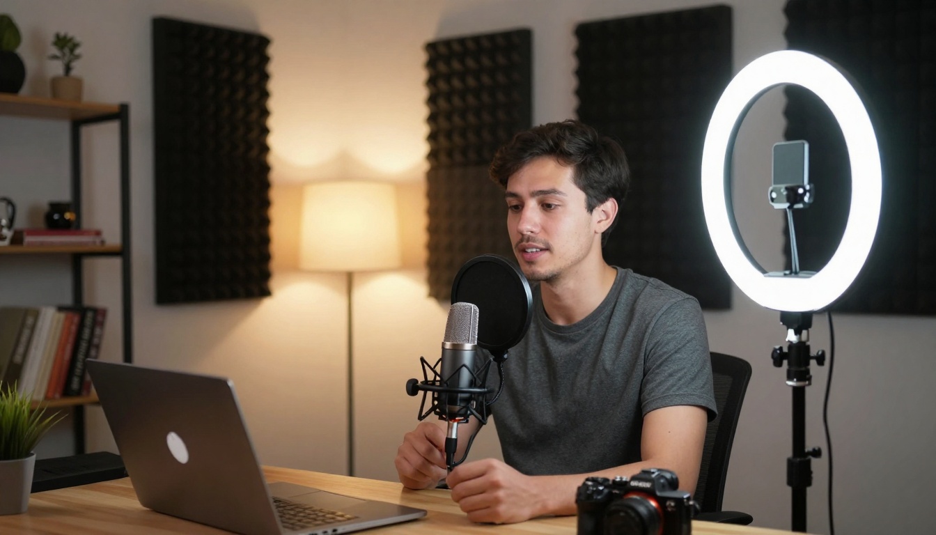 Home studio setup with ring light