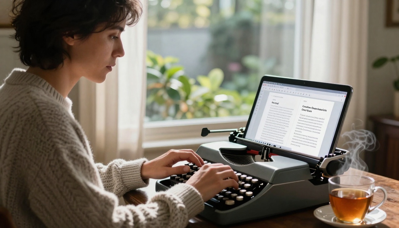 Side profile shot of a creative writer