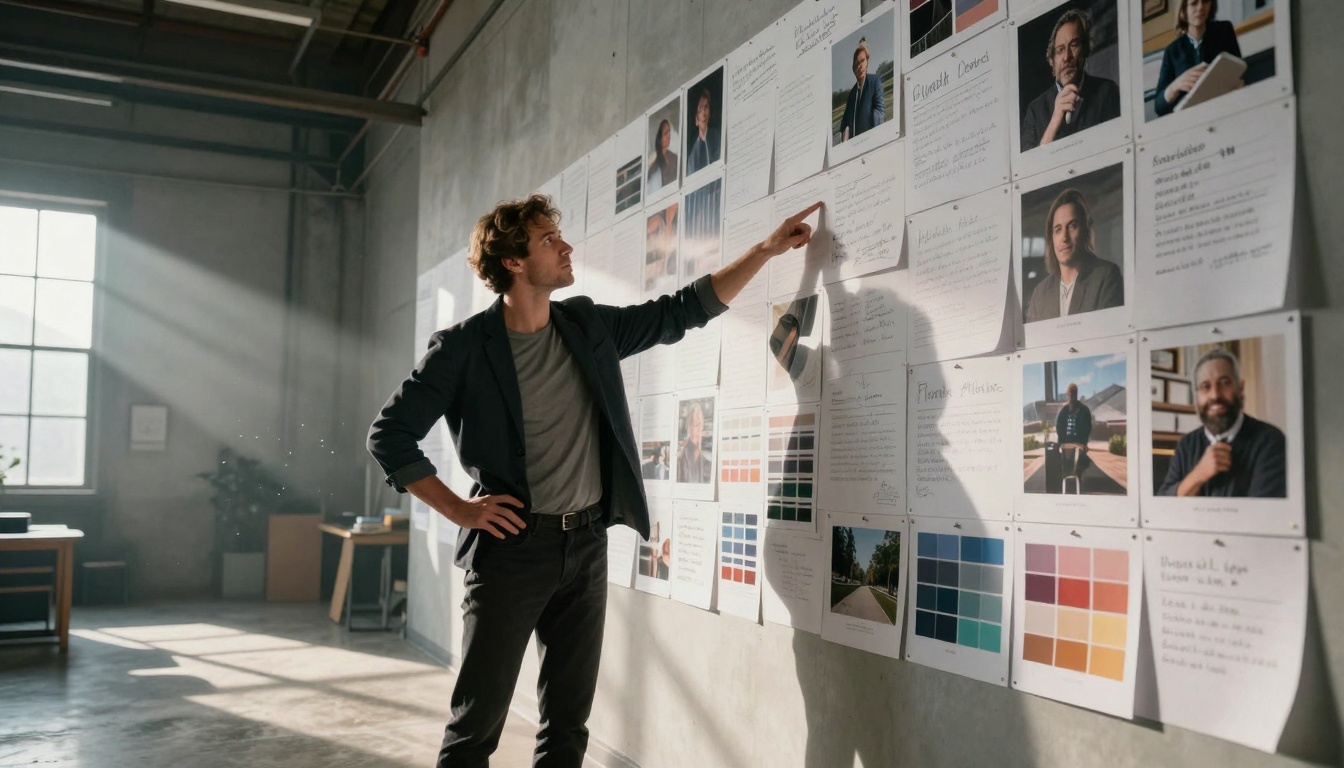 Creative Director Evaluating Mood Board Creative Director Evaluating Mood Board