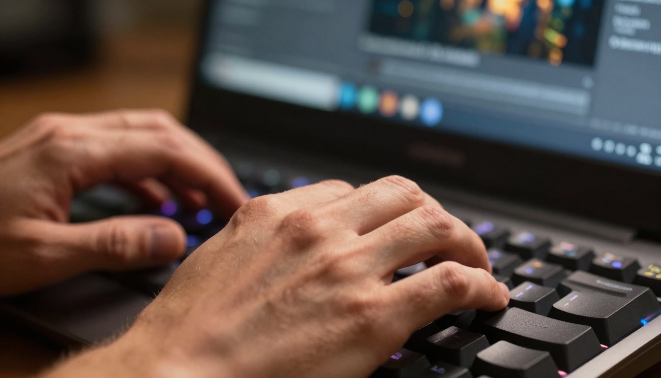 Detailed close-up of hands using AI image generation interface