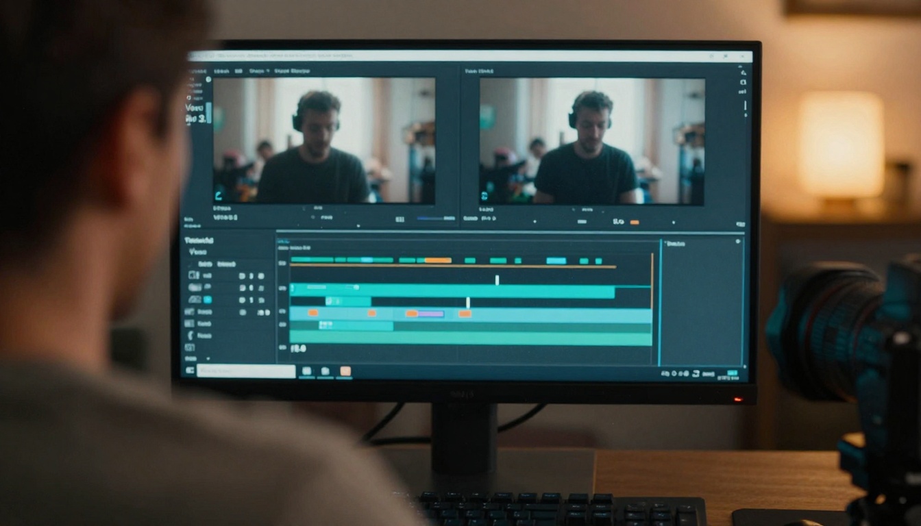 Over-the-shoulder video editing session