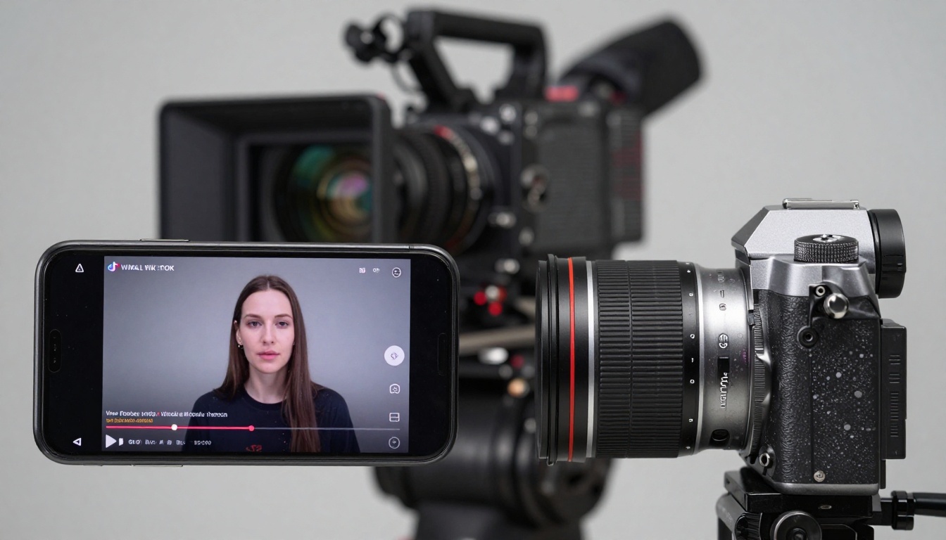 Split diopter shot comparing mobile and professional video