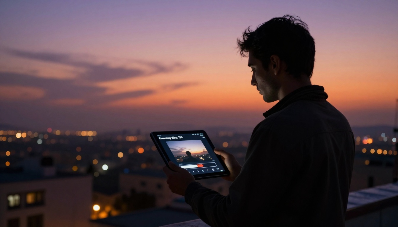 Silhouette rooftop shot