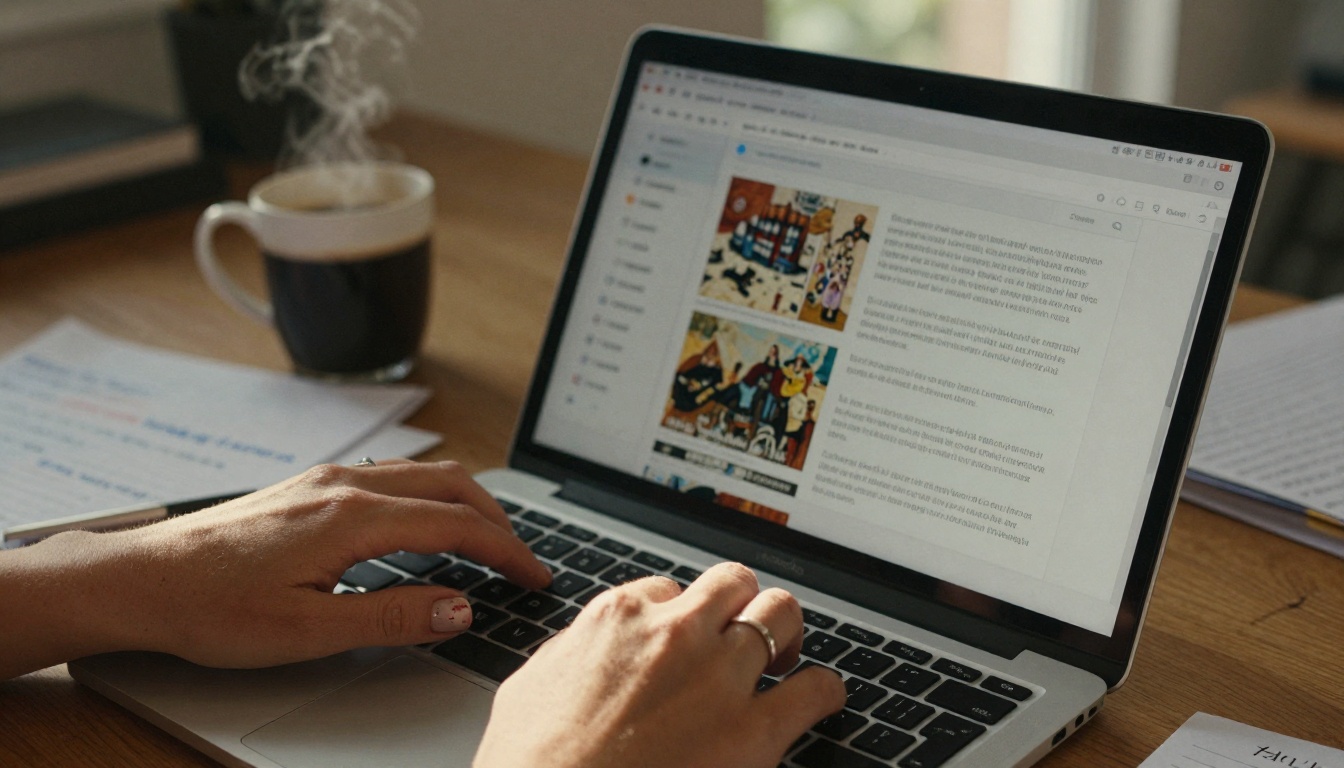 Teacher creating educational flipbook content