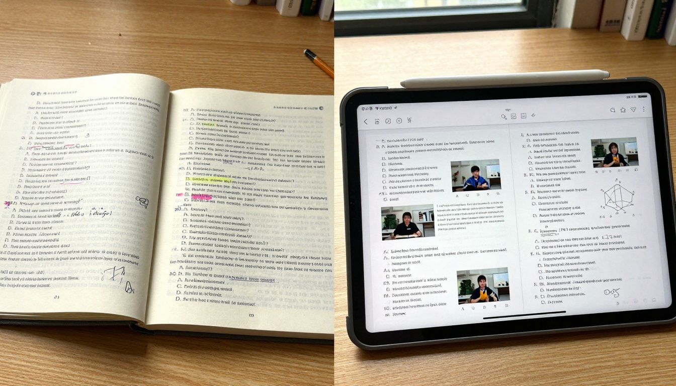 Traditional vs digital educational content comparison