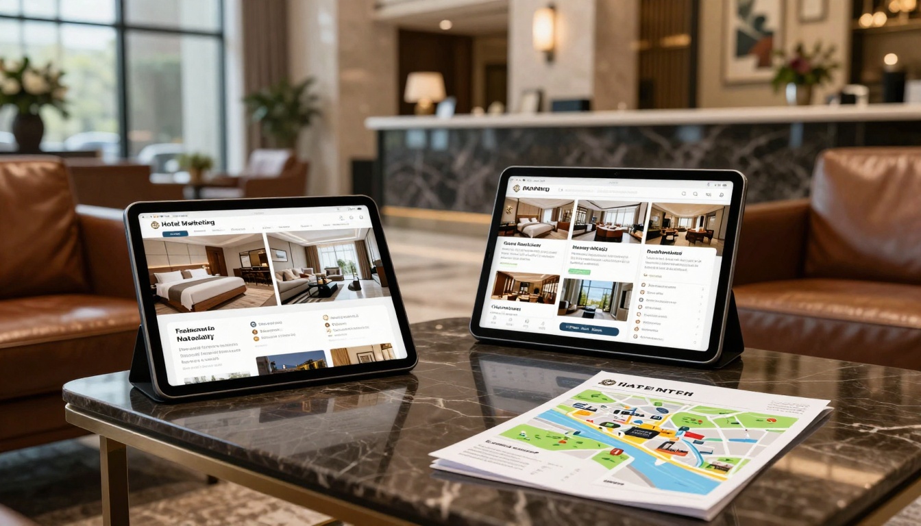 Hotel brochure interactive comparison in lobby