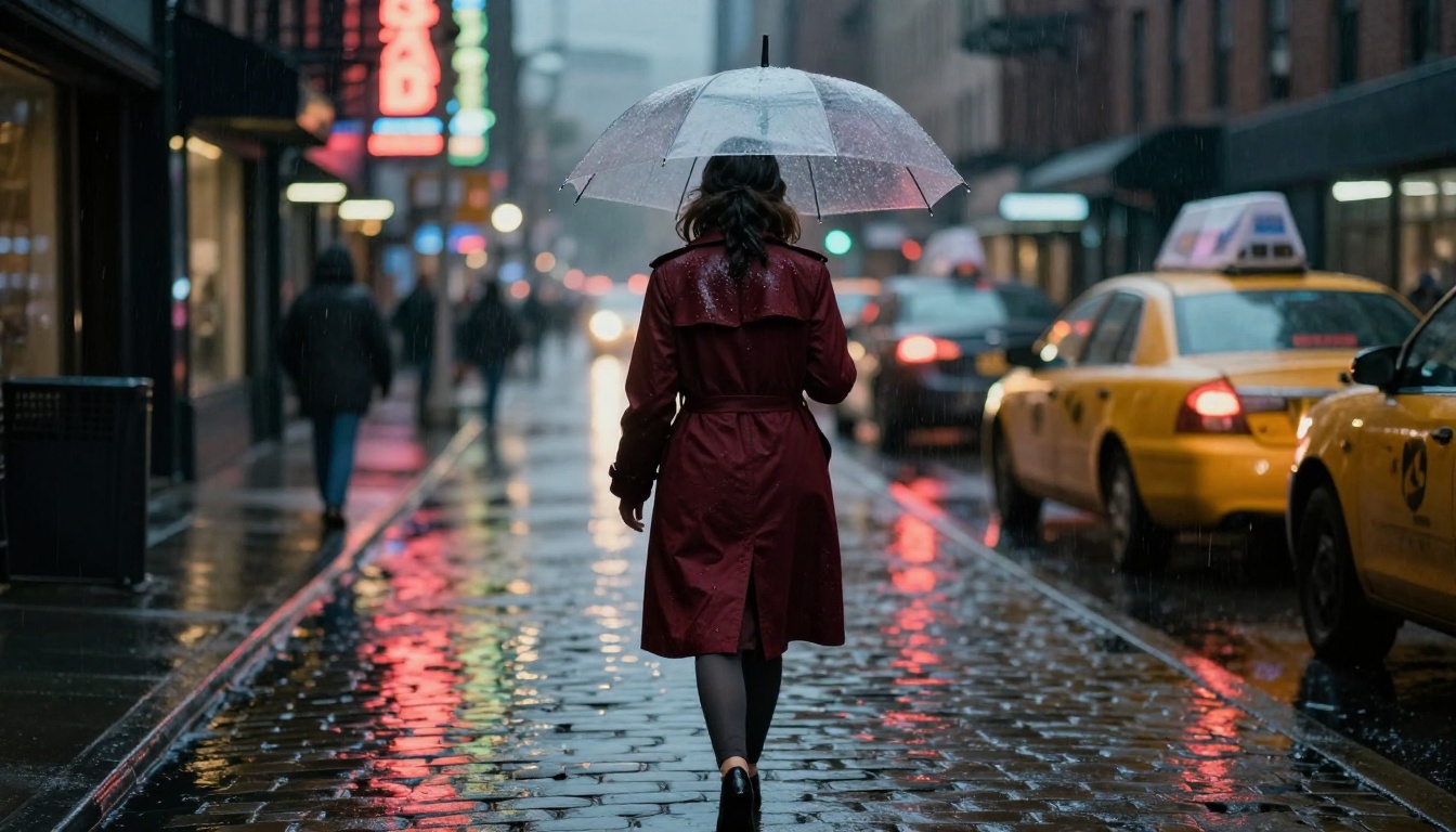 Rainy New York City alley at night with wet cobblestone reflections — one of the most demanding tests for AI photorealism