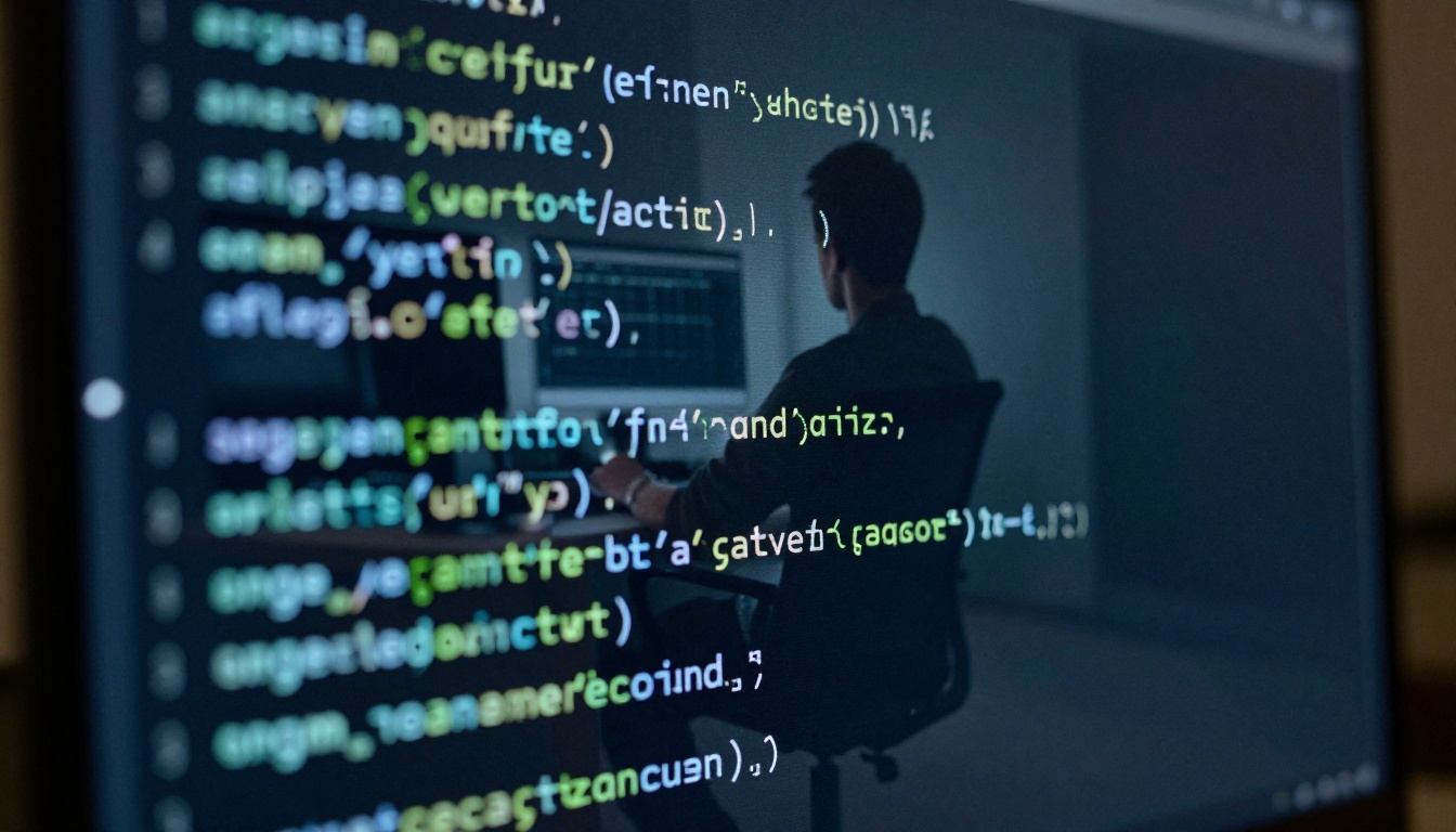 Close-up macro photography of syntax-highlighted code on a high-resolution monitor screen