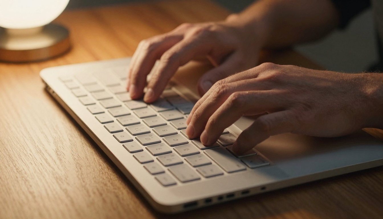 DeepSeek V3.2 workflow hands typing on keyboard