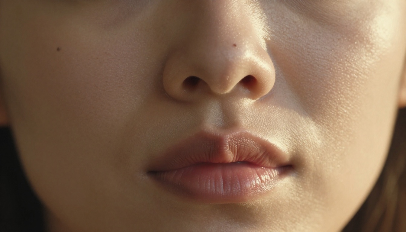 Extreme close-up macro portrait showing natural skin texture