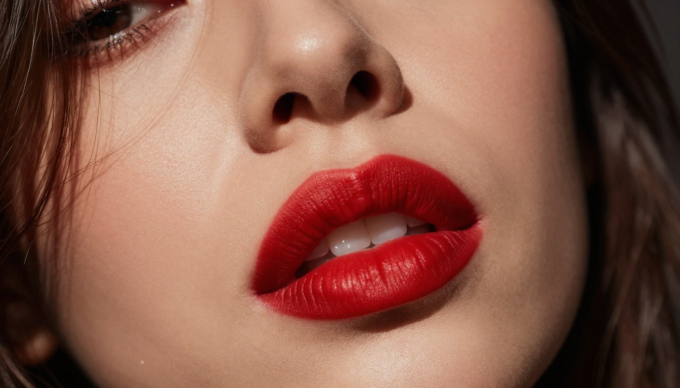 Close-up glamour portrait with dramatic side lighting and natural skin texture Close-up glamour portrait with dramatic side lighting and natural skin texture