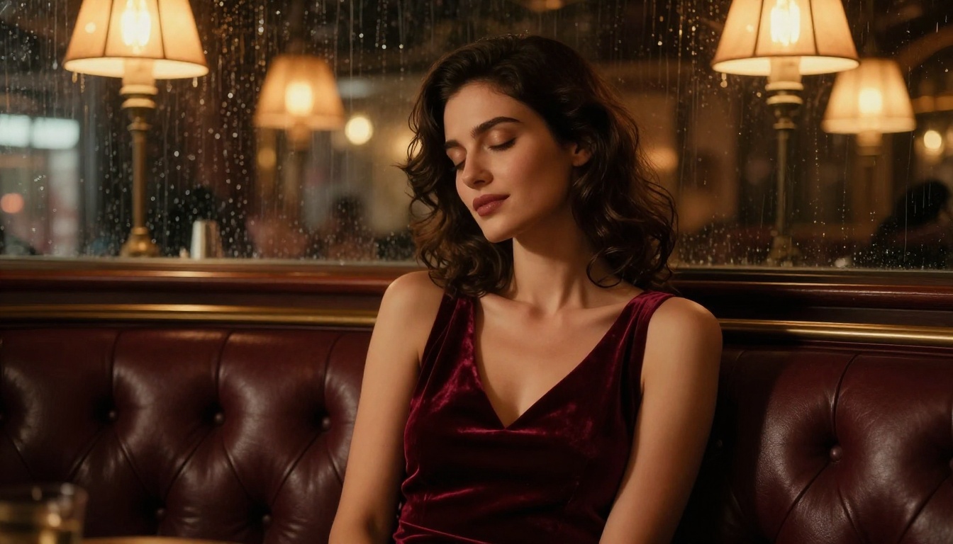 Cinematic jazz bar portrait with warm tones