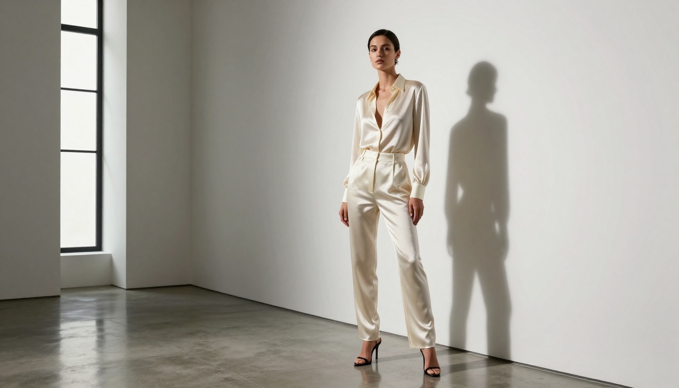 Fashion editorial in minimal modern art gallery