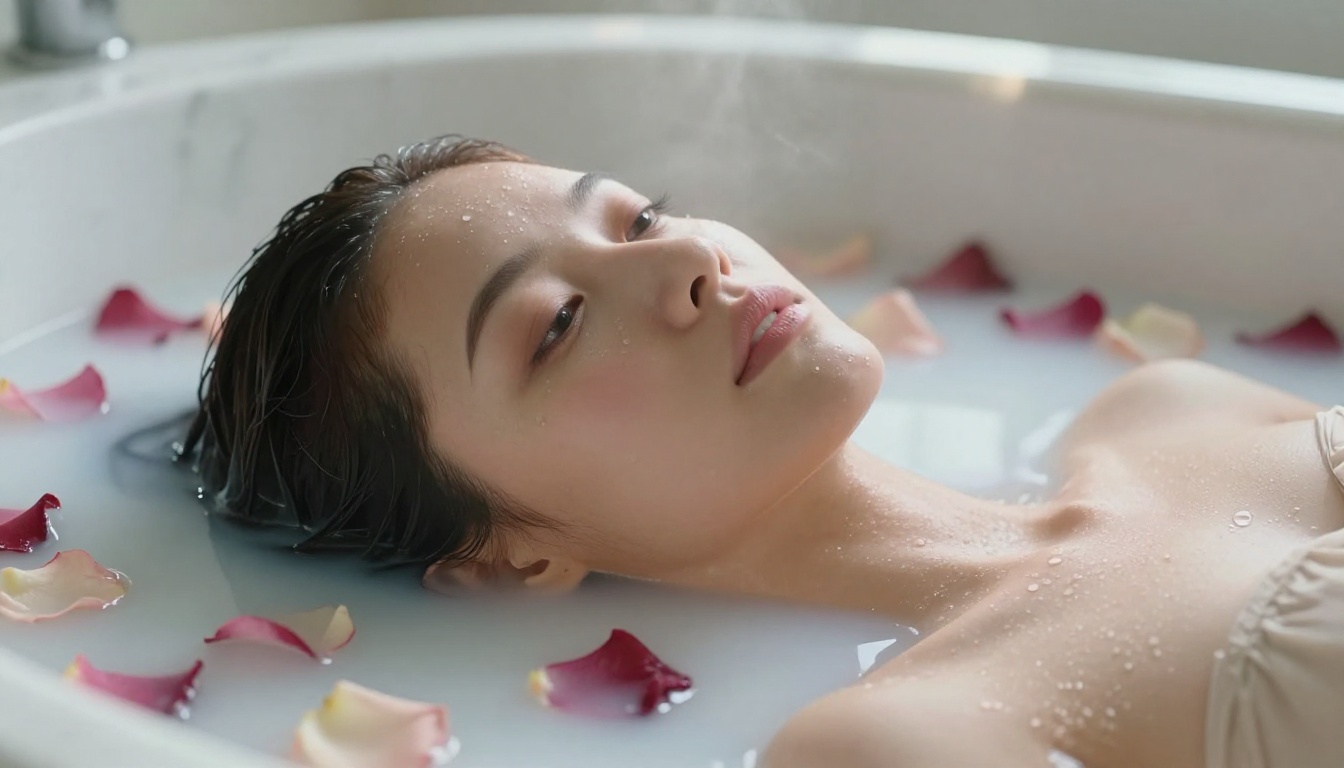 Intimate luxury bath editorial portrait