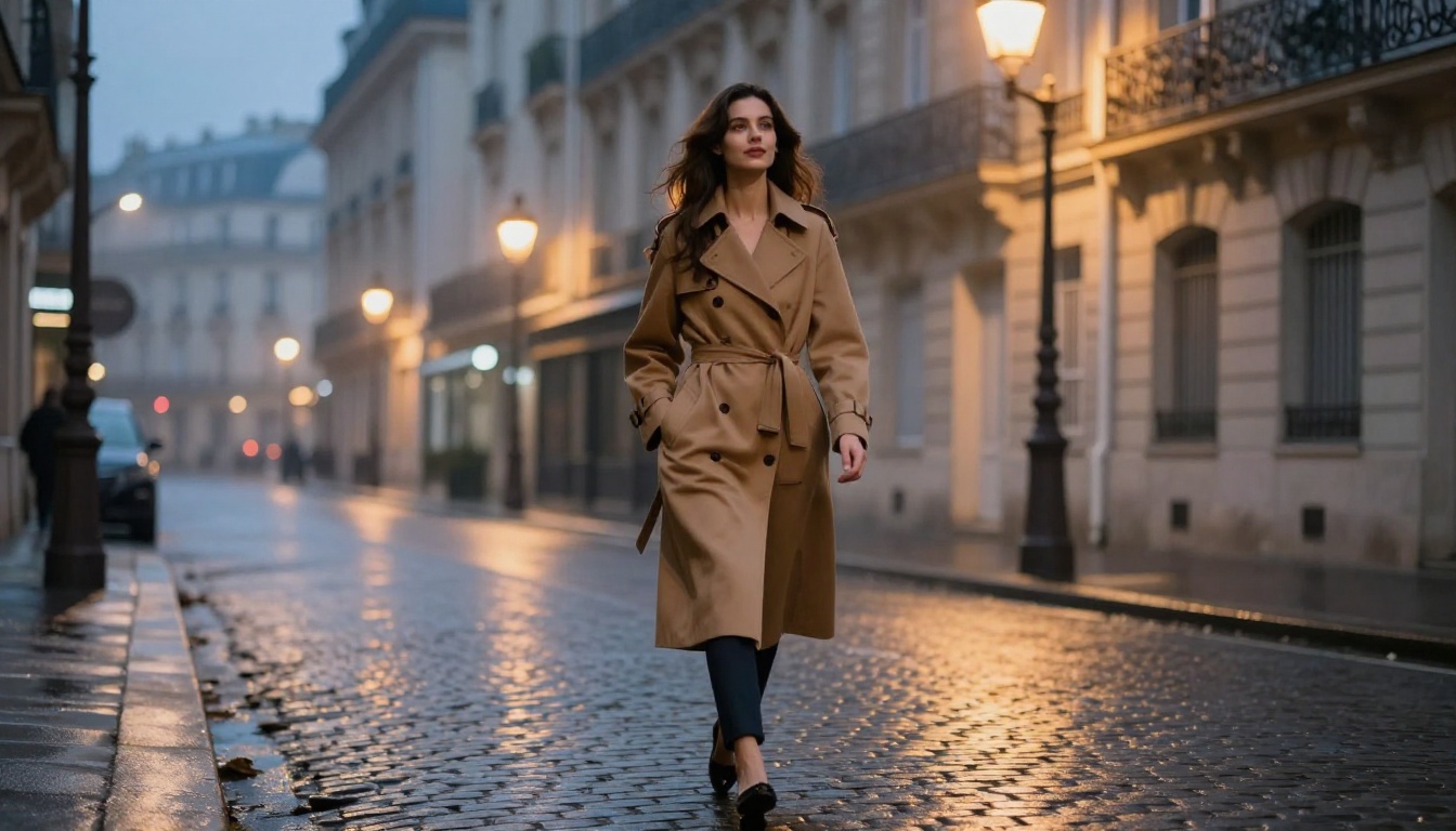Paris cobblestone street, early morning editorial