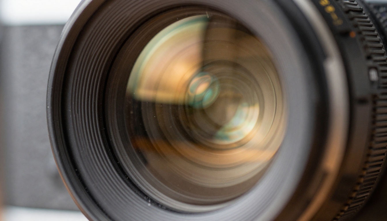 A vintage camera lens reflecting photorealistic AI-generated portraits, macro photography, warm amber studio lighting A vintage camera lens reflecting photorealistic AI-generated portraits, macro photography, warm amber studio lighting