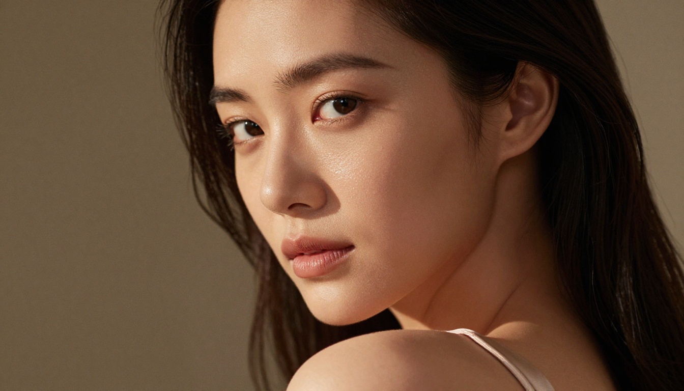 Dramatic glamour close-up portrait with rim lighting